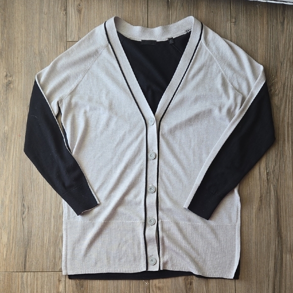 ATM Anthony Thomas Melillo Silk, Wool, And Cashmere Blend Colorblock Cardigan - Picture 4 of 10